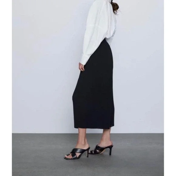 Zara EUC Pleated Black Elastic Waistband Culottes Pants Trousers Size XS - Picture 5 of 12